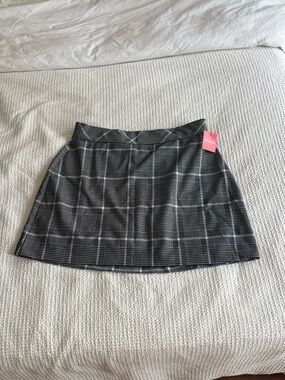 NWT SPANX Black and White Plaid Mini Skort - large